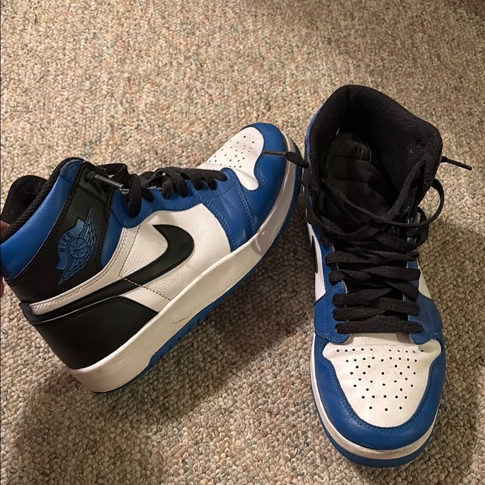 Blue and White High-Top Sneakers